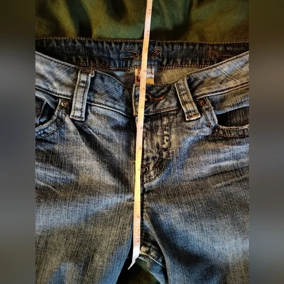 Y2K Low-rise Distressed Biker Silver Jeans Blue Vintage Wash Denim Women Size 29 - Picture 16 of 16